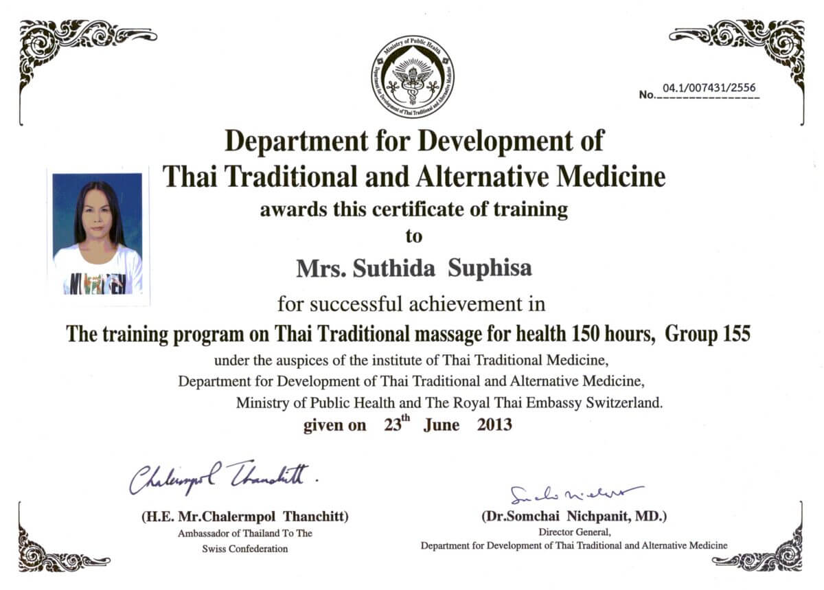 Certificate Institute Thai Traditional Medicine Thai Massage Certificate Institute Thai Traditional Medicine Thai Massage